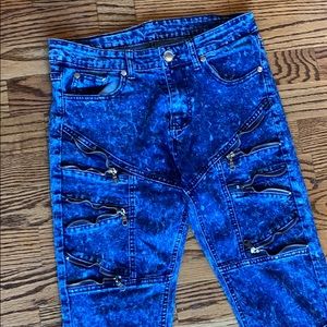 Indigo with White Wash and Zippers - Skinny Jeans